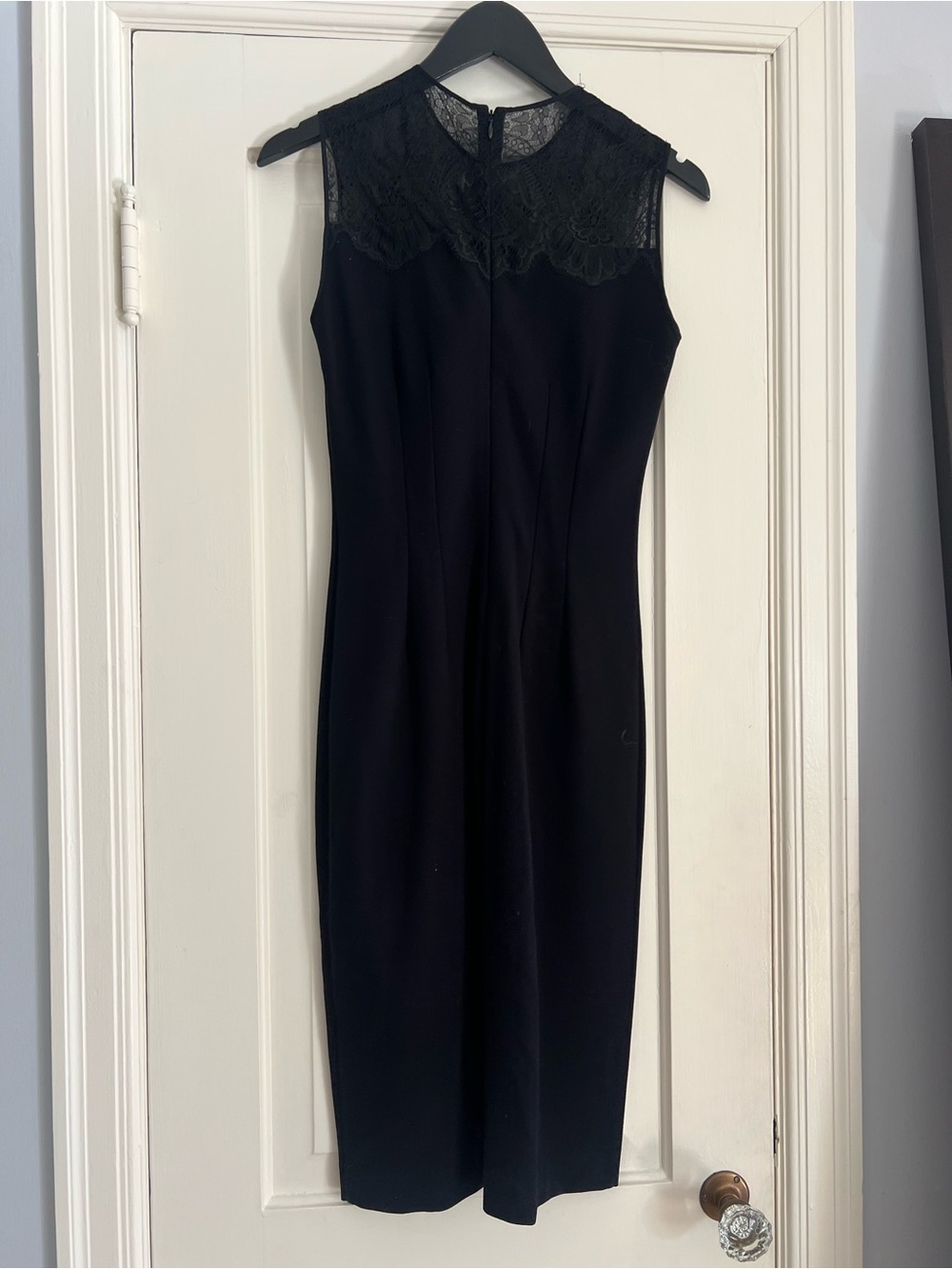 Stella McCartney Black Sleeveless Sheath Dress with Lace Yoke
